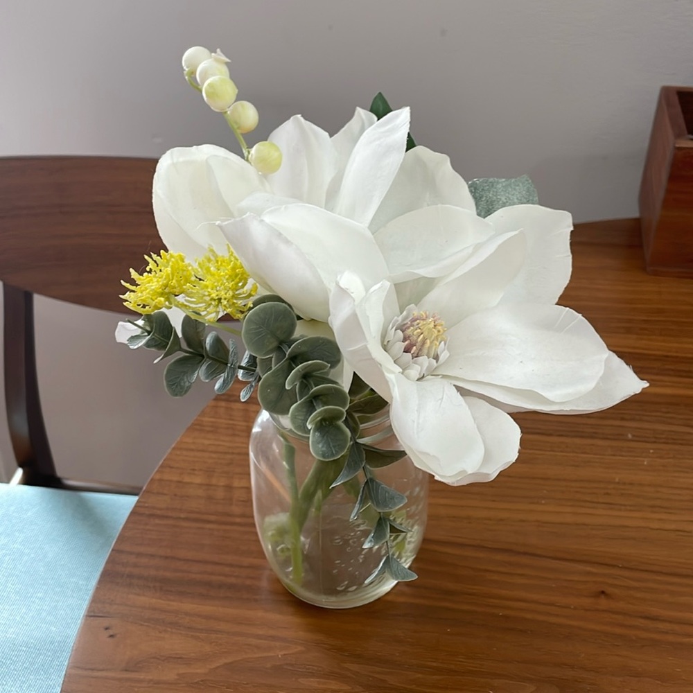 Faux floral in mason jar